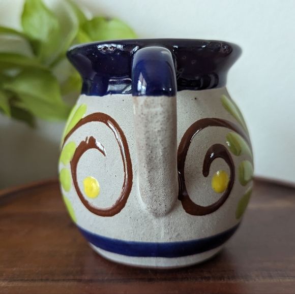 Vintage Mexican Folk Art Hand Painted Terracotta Pottery Stoneware Mug Butterfly - Picture 5 of 13